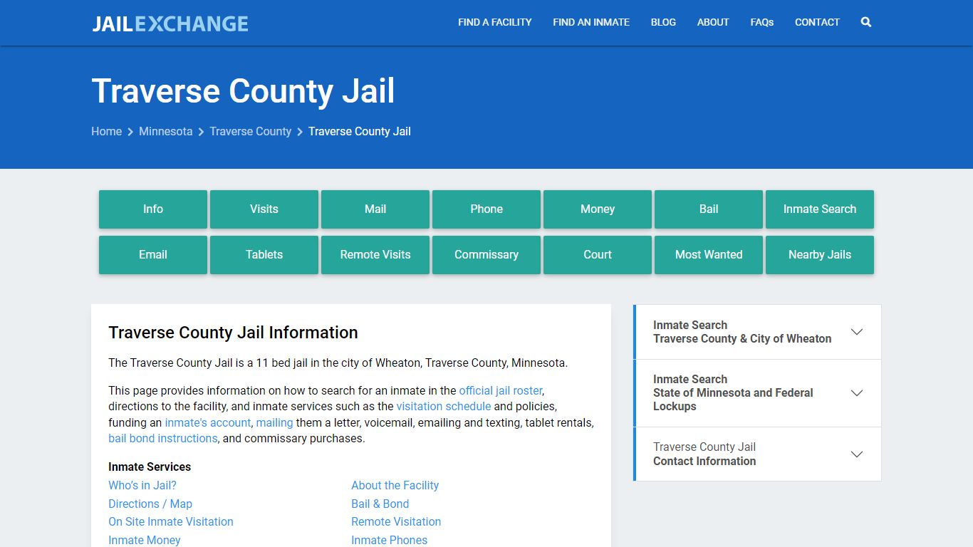 Traverse County Jail, MN Inmate Search, Information